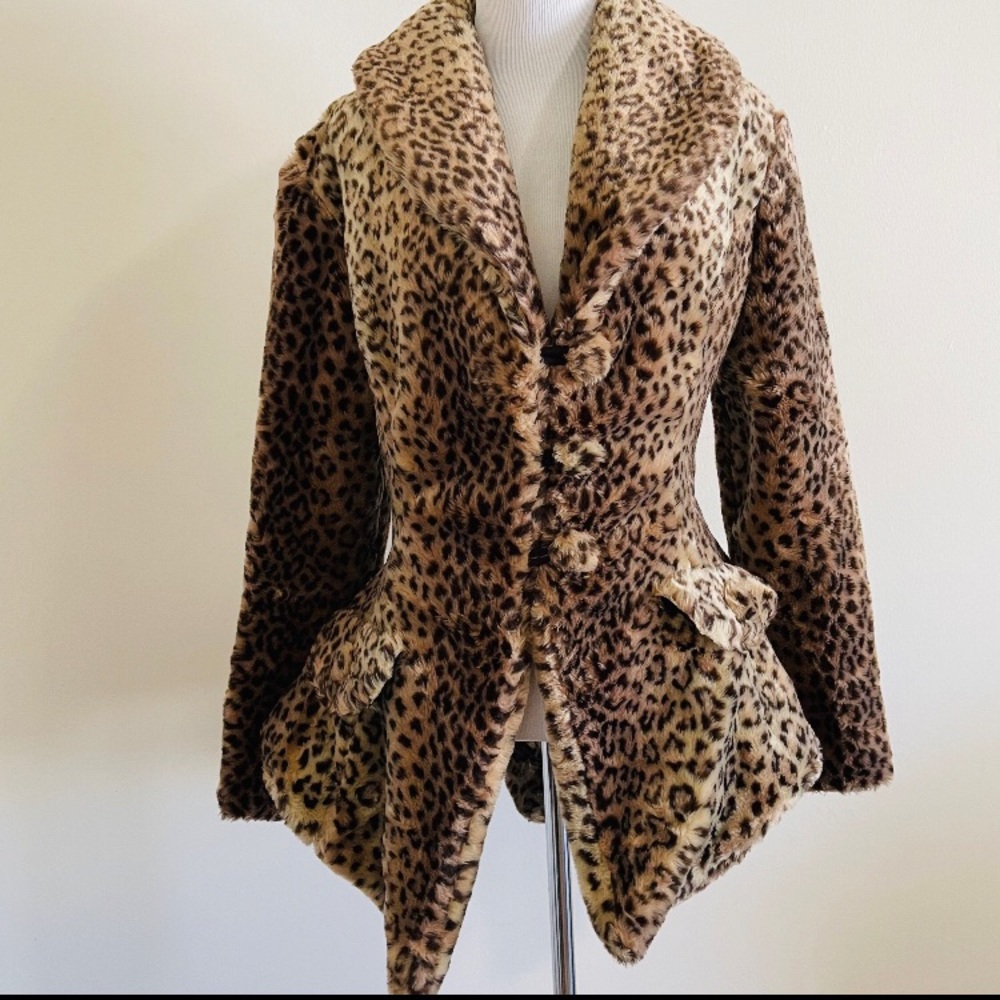 Betsey Johnson Faux fur Peplum coat